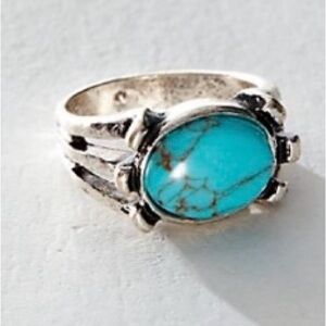 Free People ~ Fast Life Ring *Turquoise & Silver *Size 8 *NWT